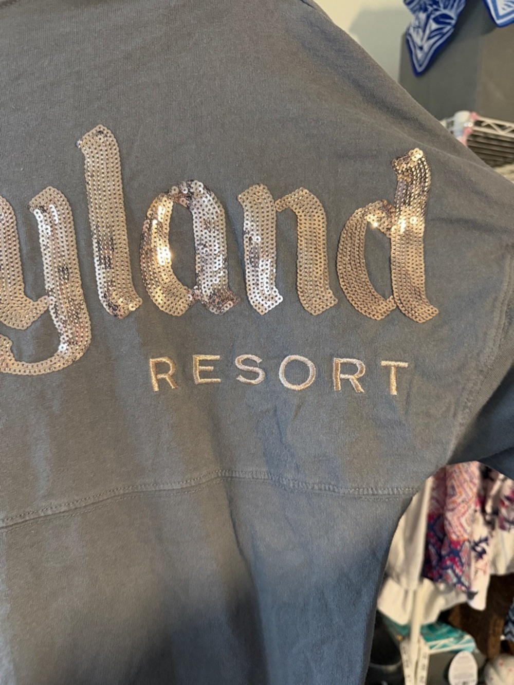 Disney Parks Charcoal Gray with Rose Gold Long Sleeve Spirit Jersey size small - Picture 5 of 7
